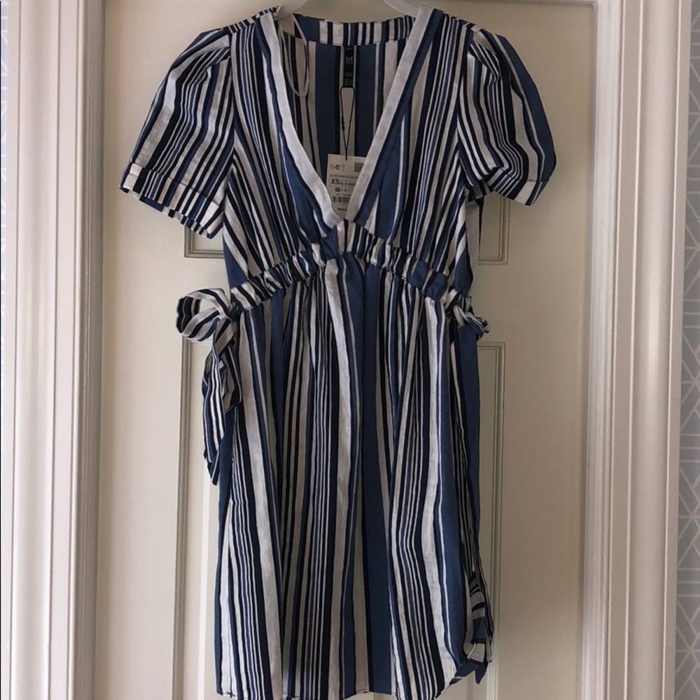 Blue, Black, and White Mini Dress